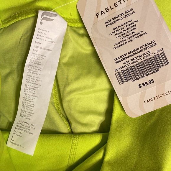 Fabletics neon yellow. Tags still attached. Size Large - Picture 2 of 5